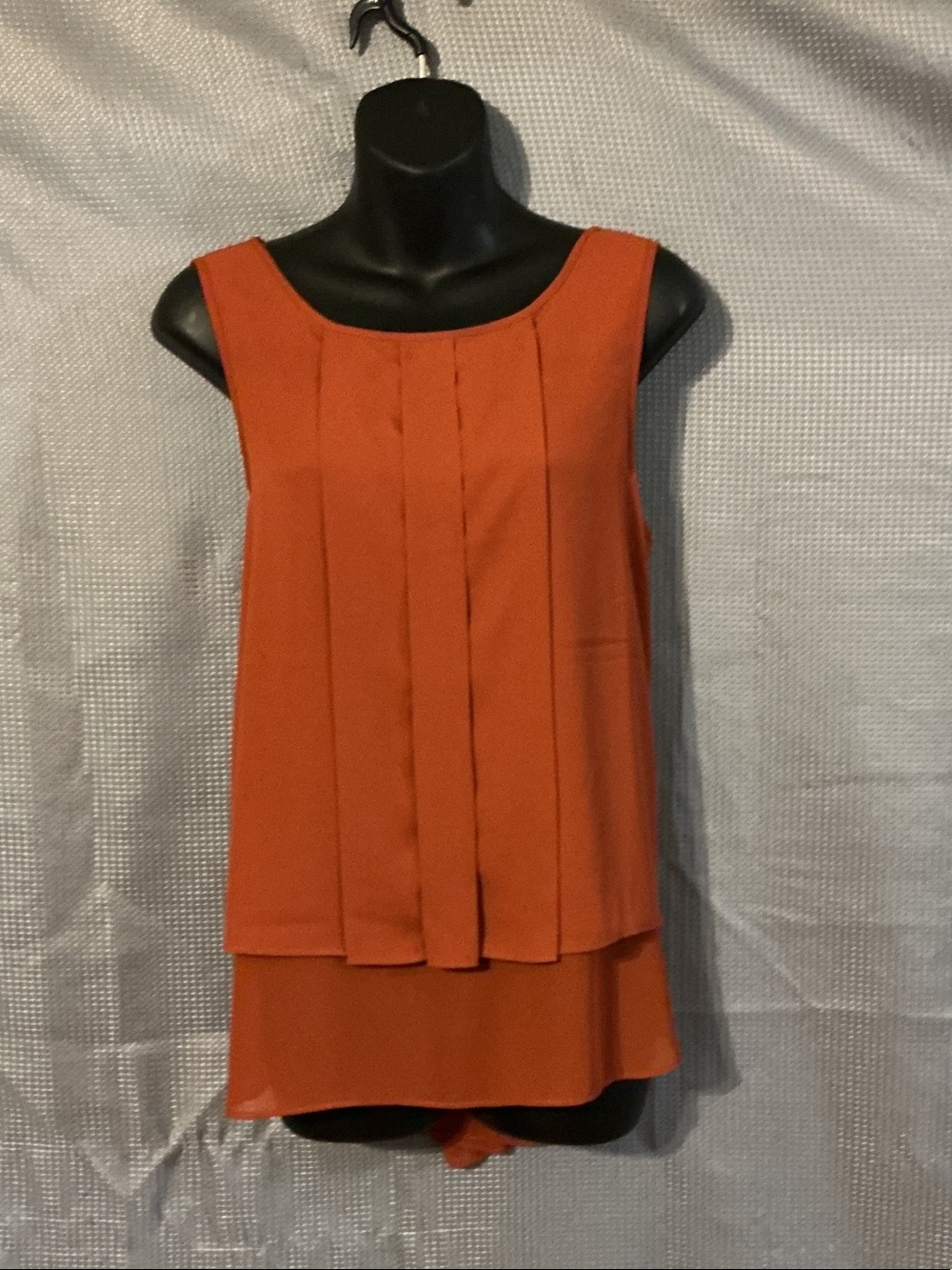 Anthropologie Rust Orange Pleated Layered Sleeveless Camisole